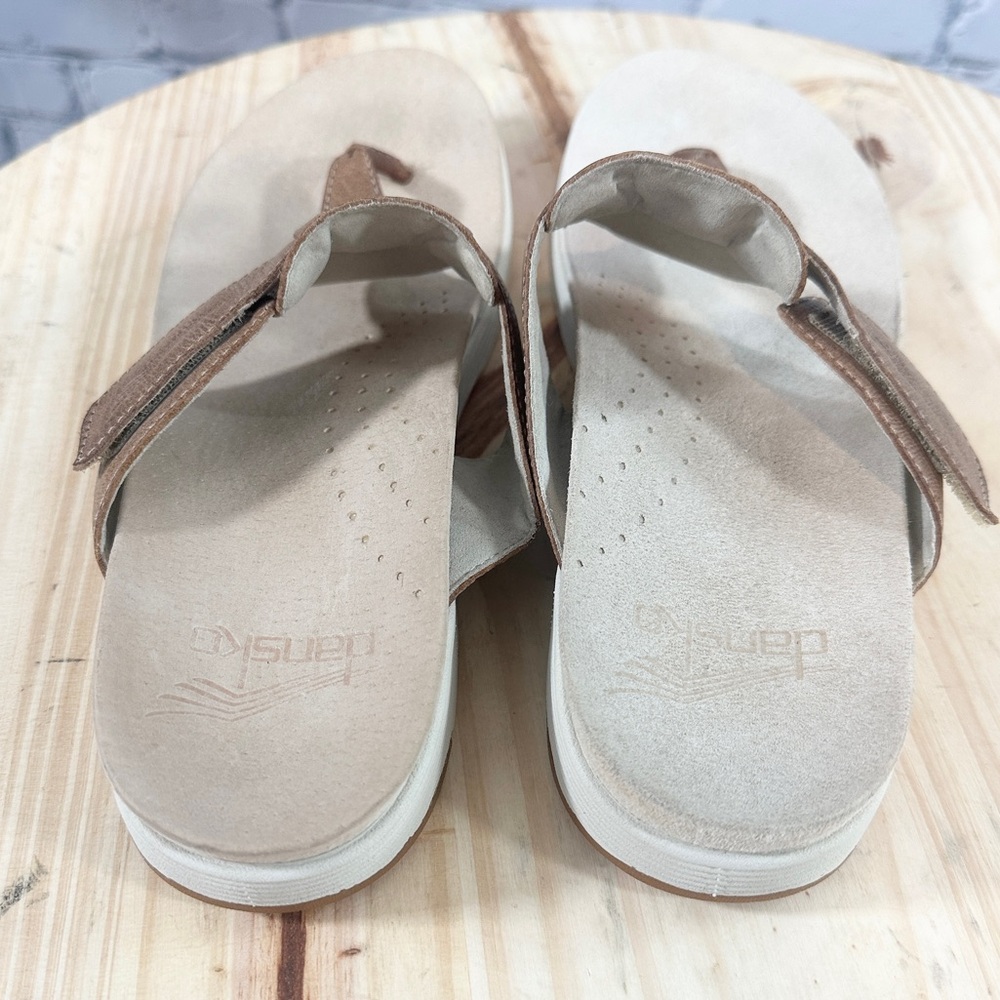 Dansko CeCe Brown Burnished Calf Leather T Strap Sandals Size 40 9.5-10 Open Toe - Picture 5 of 10